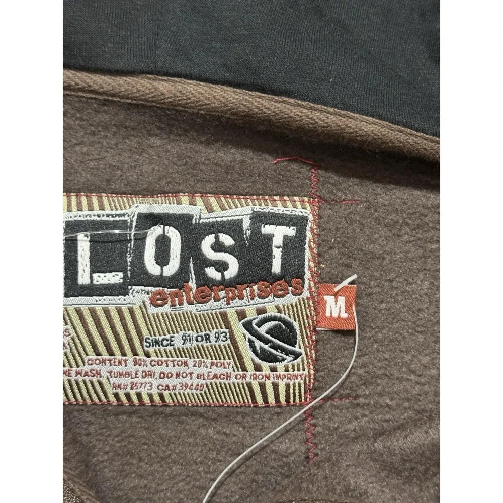 Y2K Lost Enterprises Surfboard Brown Zip Up Hoodie Size M - Picture 8 of 13